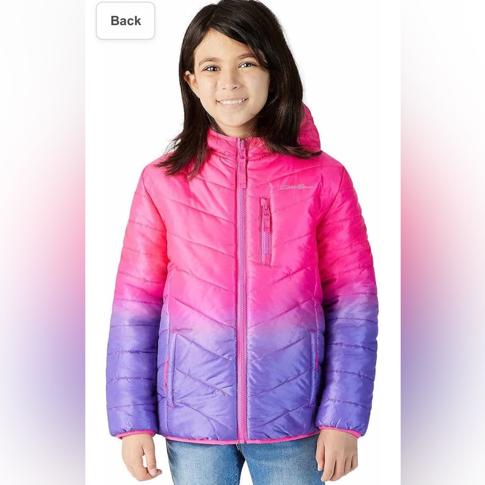 Eddie Bauer Girls xl winter jacket - Pink to Purple Ombre Puffer Jacket
